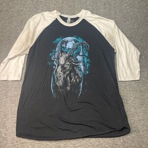 Terror Theads Shirt Men XL Black White Goat Graphic Raglan Witchy Long Sleeve